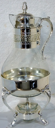 Glass Coffee Pot Carafe with Candle Warmer Stand Pre Owned Unique Vintage